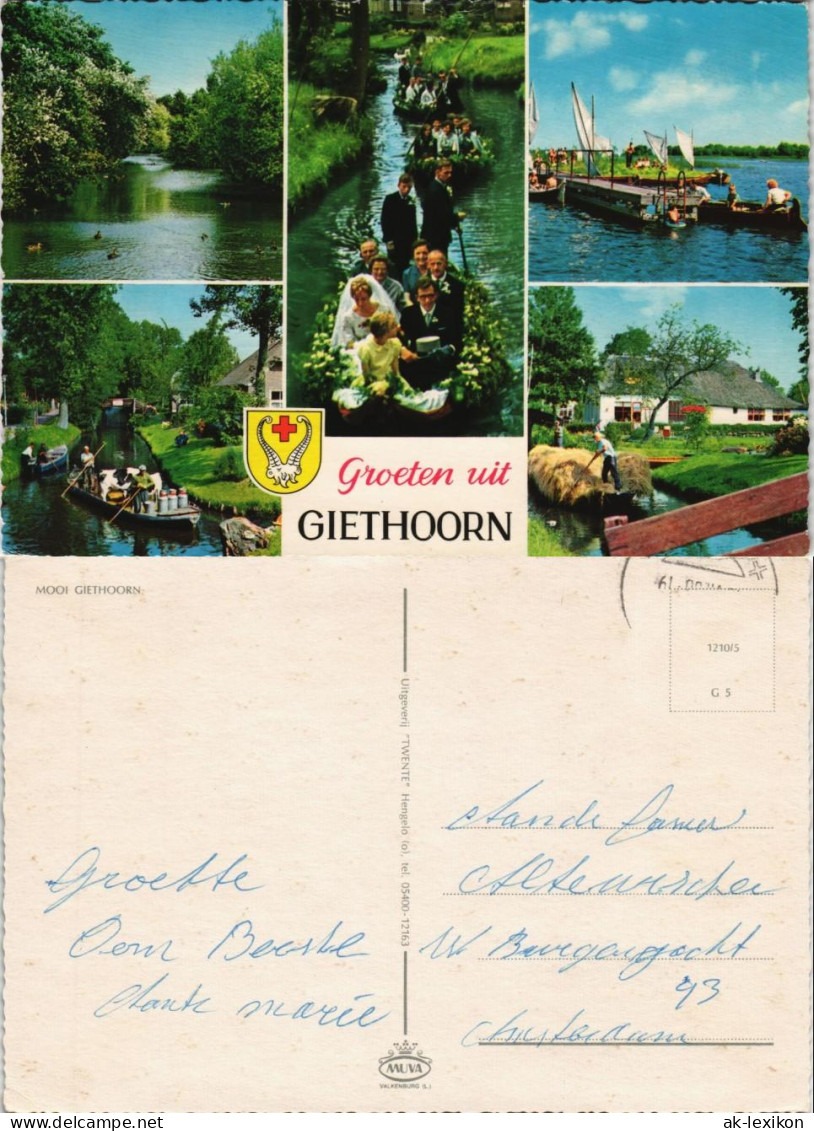 Giethoorn-Steenwijkerland Giethoorn Mehrbildkarte Mit Hochzeit Auf Boot 1970 - Autres & Non Classés