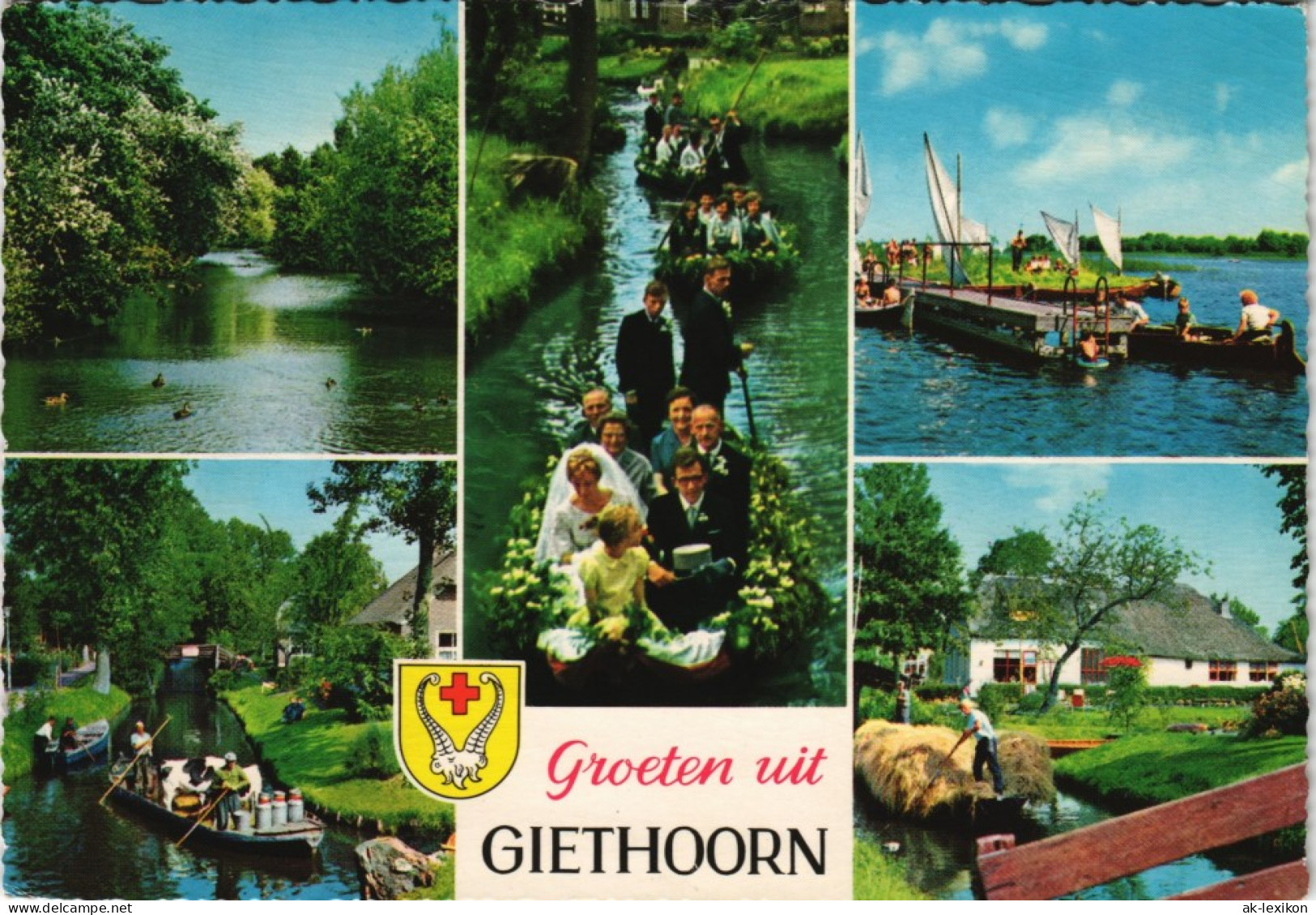 Giethoorn-Steenwijkerland Giethoorn Mehrbildkarte Mit Hochzeit Auf Boot 1970 - Sonstige & Ohne Zuordnung