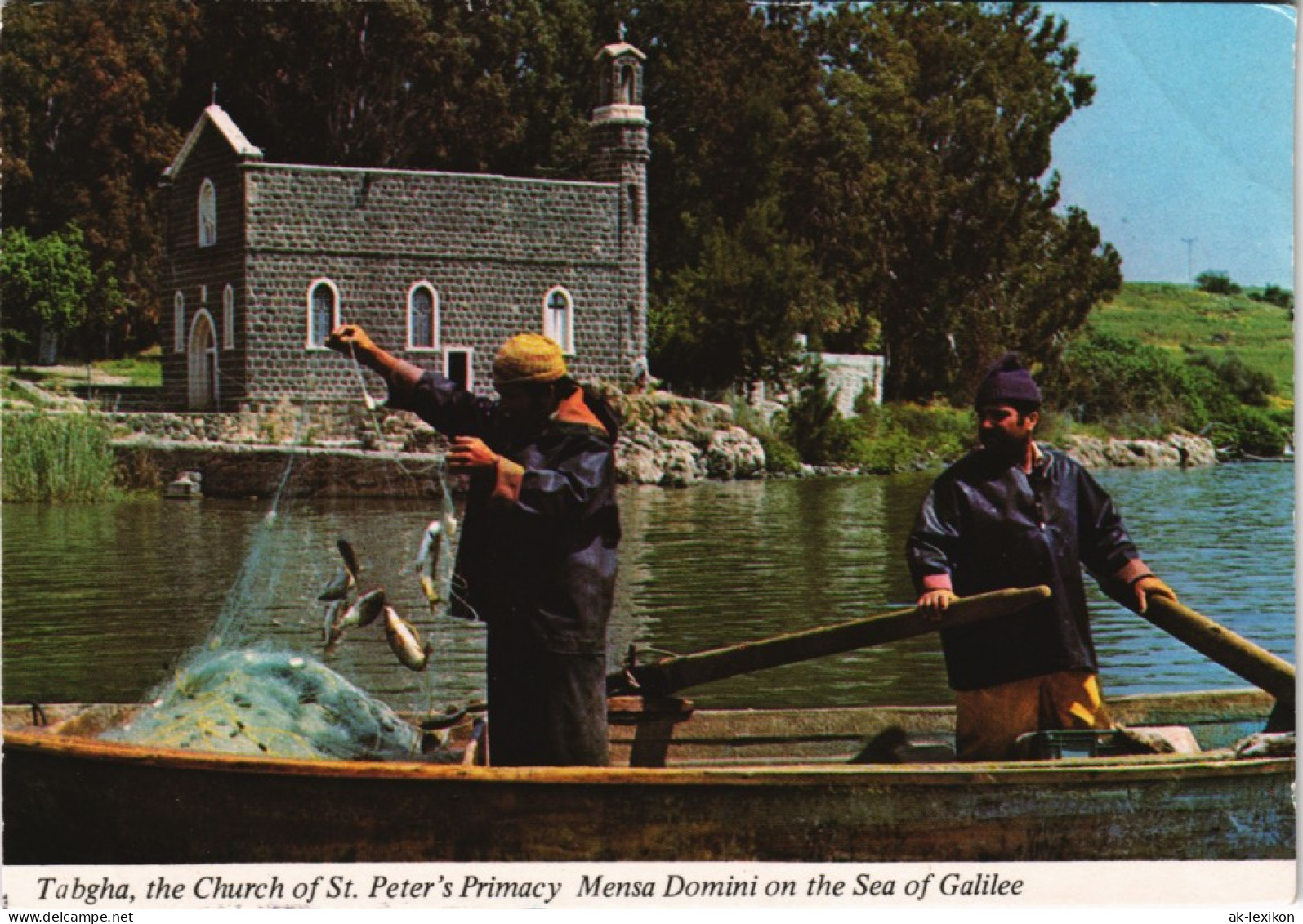 Postcard Sea Of Galilee Fischer Fishing 1985   Frankiert Mit Briefmarken Israel - Israel