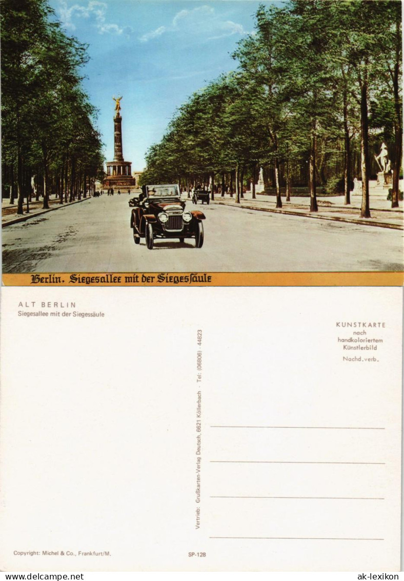 Ansichtskarte Tiergarten-Berlin Siegesallee - Auto REPRO 1919/1982 - Tiergarten