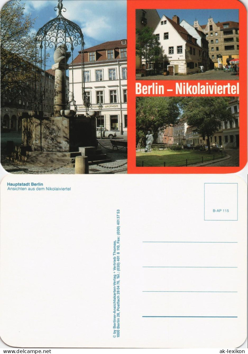 Ansichtskarte Mitte-Berlin Nikolaiviertel Stadtteilansichten 1990 - Mitte