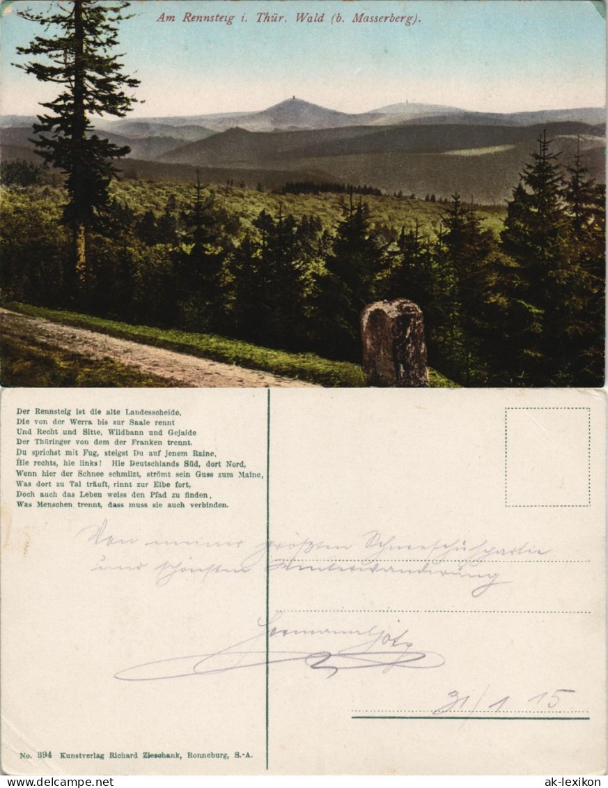 Ansichtskarte Masserberg Am Rennsteig Fernblick 1913 - Masserberg