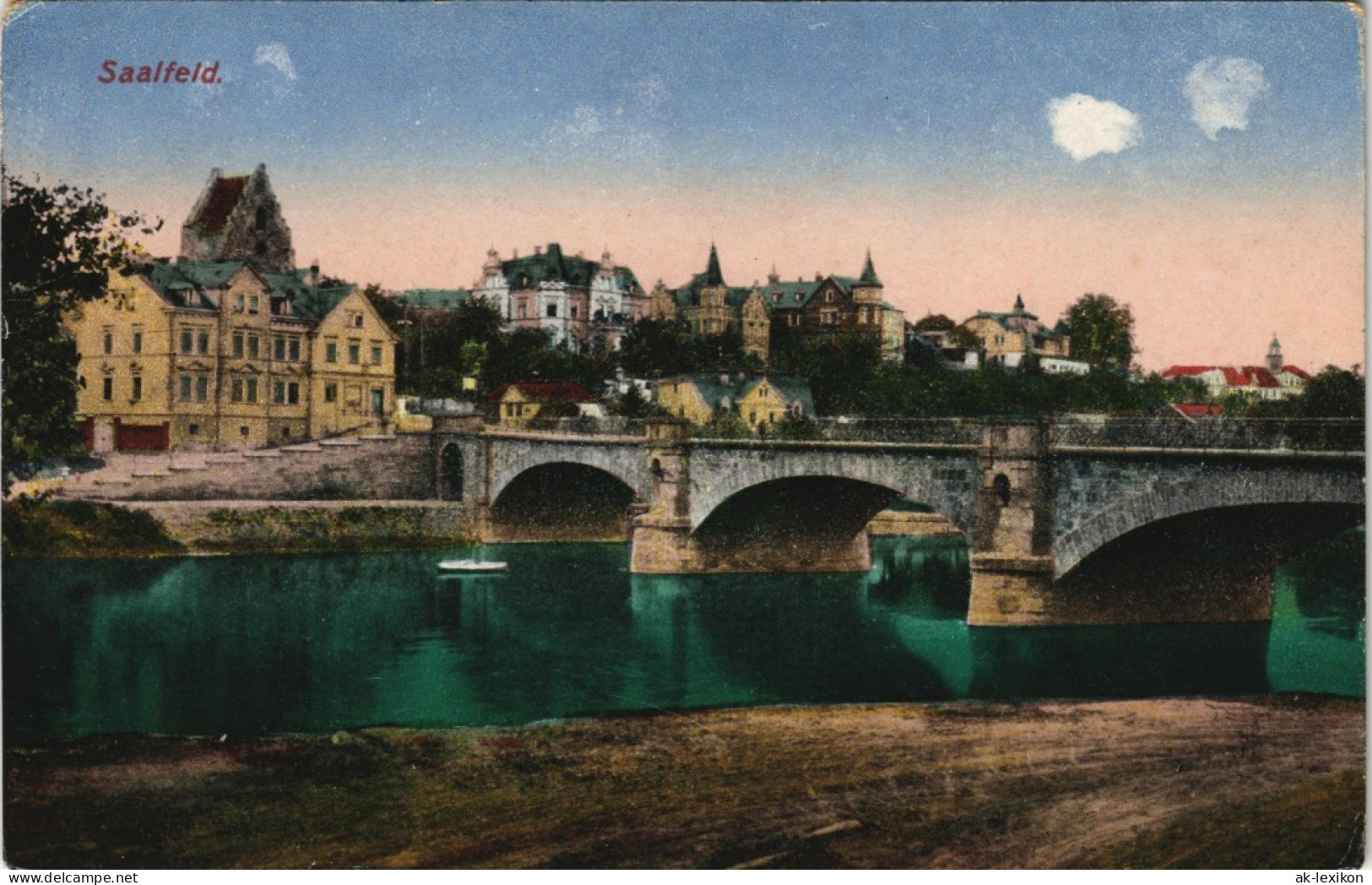 Ansichtskarte Saalfeld (Saale) Stadtpartie Und Brücke 1914 - Saalfeld