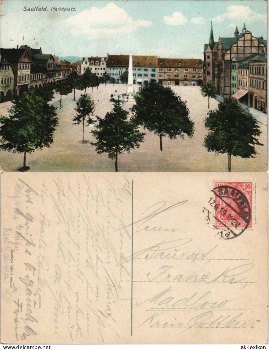 Ansichtskarte Saalfeld (Saale) Marktplatz 1919 - Saalfeld