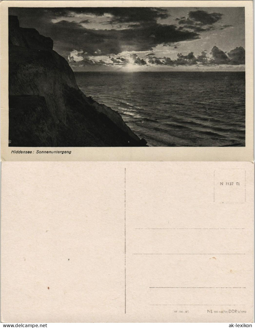 Hiddensee Hiddensjö, Hiddensöe Sonnenuntergang - Stimmungsbild 1953 - Hiddensee