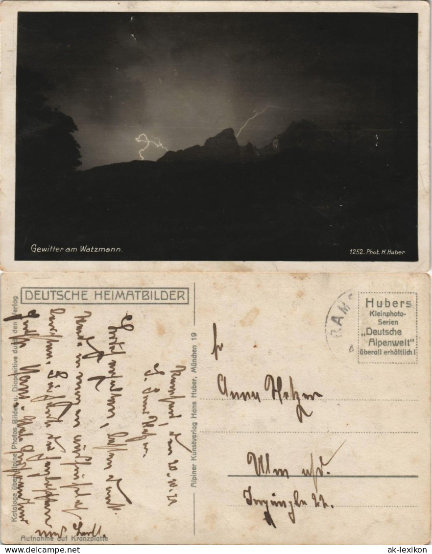 Ansichtskarte Berchtesgaden Watzmann - Gewitter, Nacht 1928 - Berchtesgaden