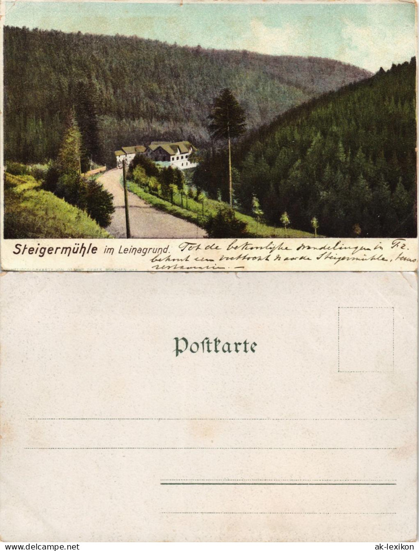 Ansichtskarte Finsterbergen-Friedrichroda Steigermühle Im Leinagründ 1908 - Friedrichroda