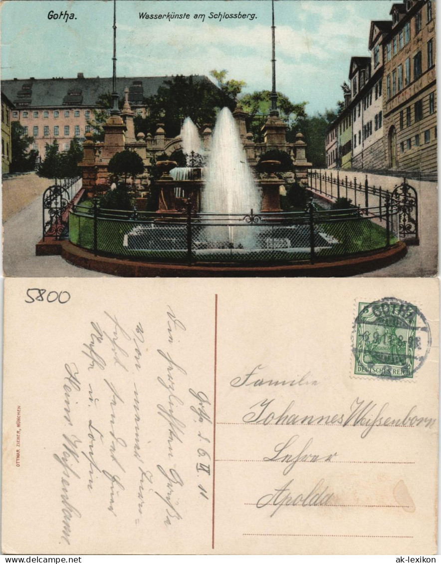 Ansichtskarte Gotha Wasserkunst-Schloßberg 1911 - Gotha