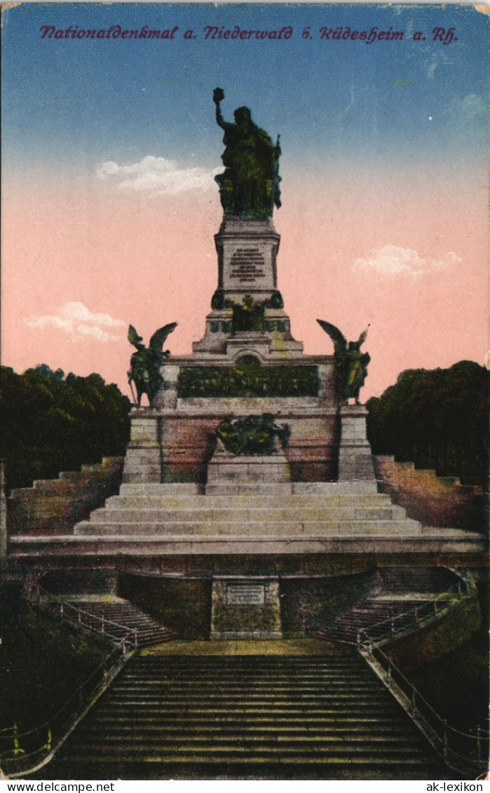 Ansichtskarte Rüdesheim (Rhein) National-Denkmal / Niederwalddenkmal 1918 - Rüdesheim A. Rh.