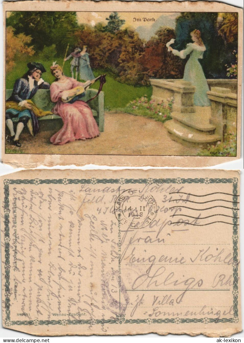 Ansichtskarte  Künstlerkarte Liebende Im Park 1918 - 1900-1949