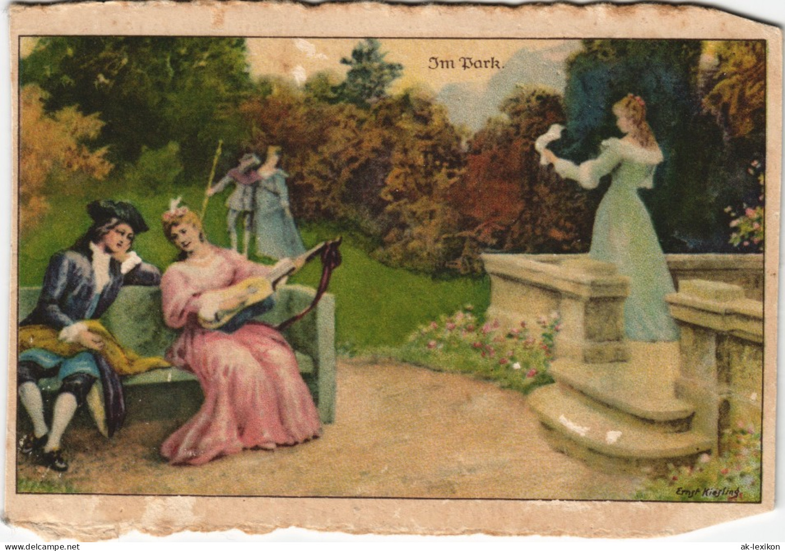 Ansichtskarte  Künstlerkarte Liebende Im Park 1918 - 1900-1949