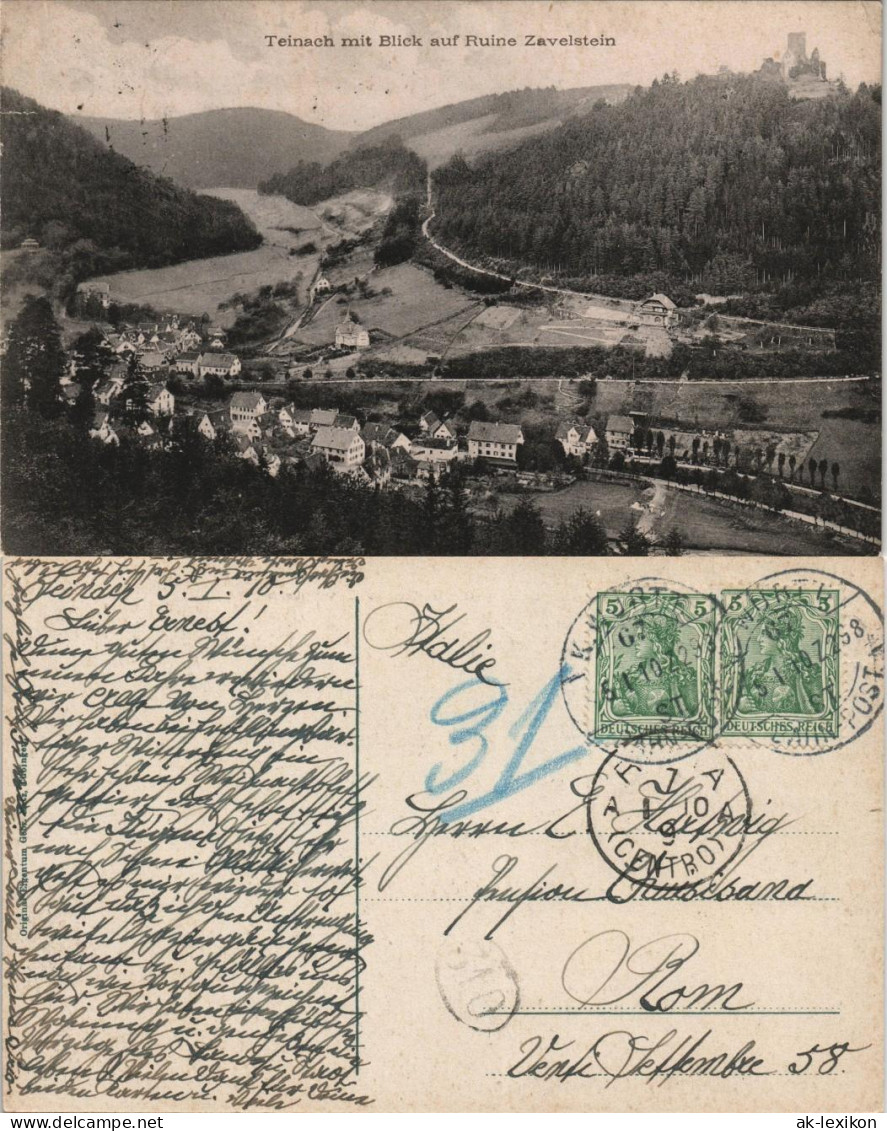 Bad Teinach-Zavelstein Panorama-Ansicht Blick Auf Ruine Zavelstein 1910 - Bad Teinach