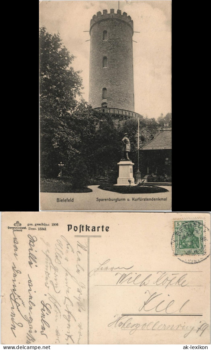 Ansichtskarte Bielefeld Sparenburgturm U. Kurfürstendenkmal 1910/1906 - Bielefeld