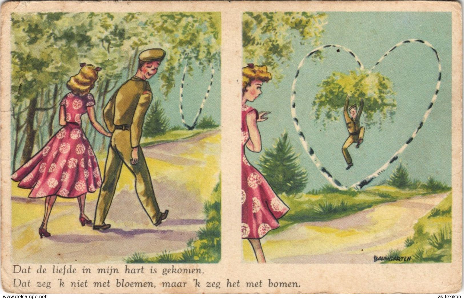 Ansichtskarte  Militär Scherzkarte 2 Bild Liebe Niederlande Netherland 1959 - Humour