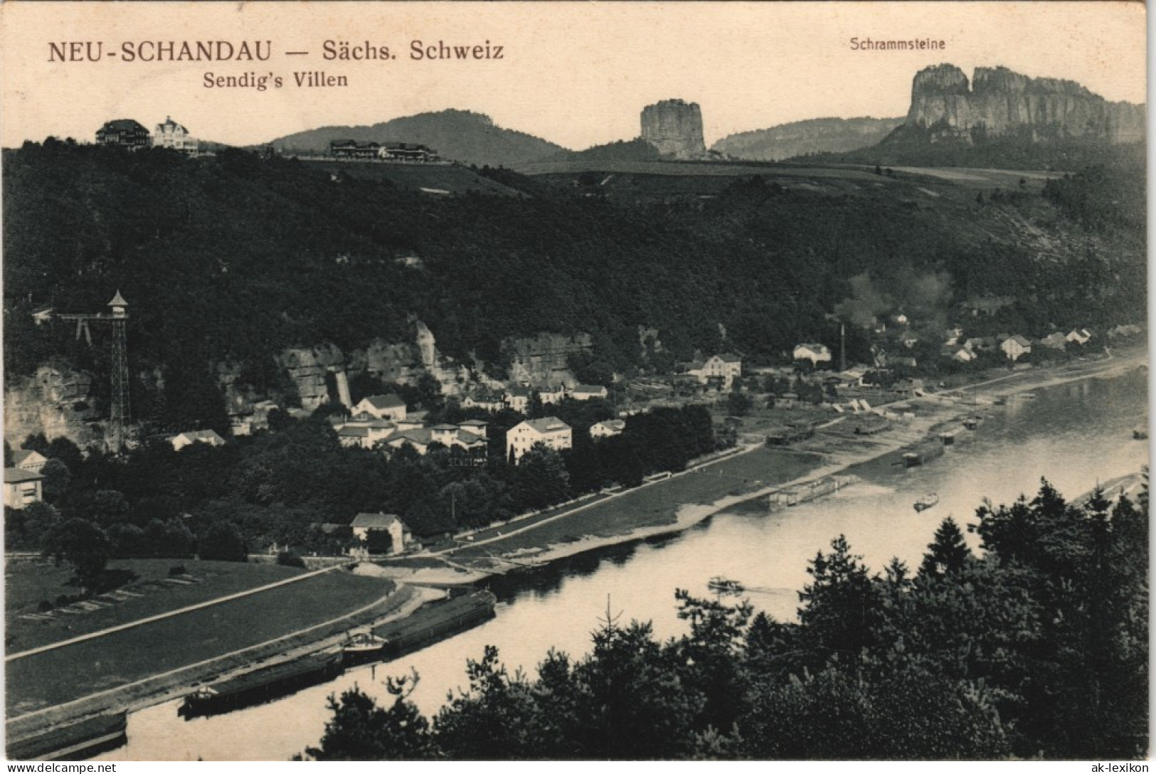 Ansichtskarte Bad Schandau Panorama-Ansicht Blick Auf Sendig`s Villen 1910 - Bad Schandau