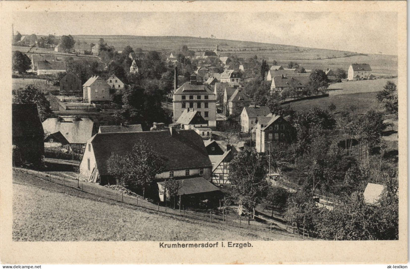 Ansichtskarte Krumhermersdorf-Zschopau Panorama Totalansicht 1928 - Zschopau