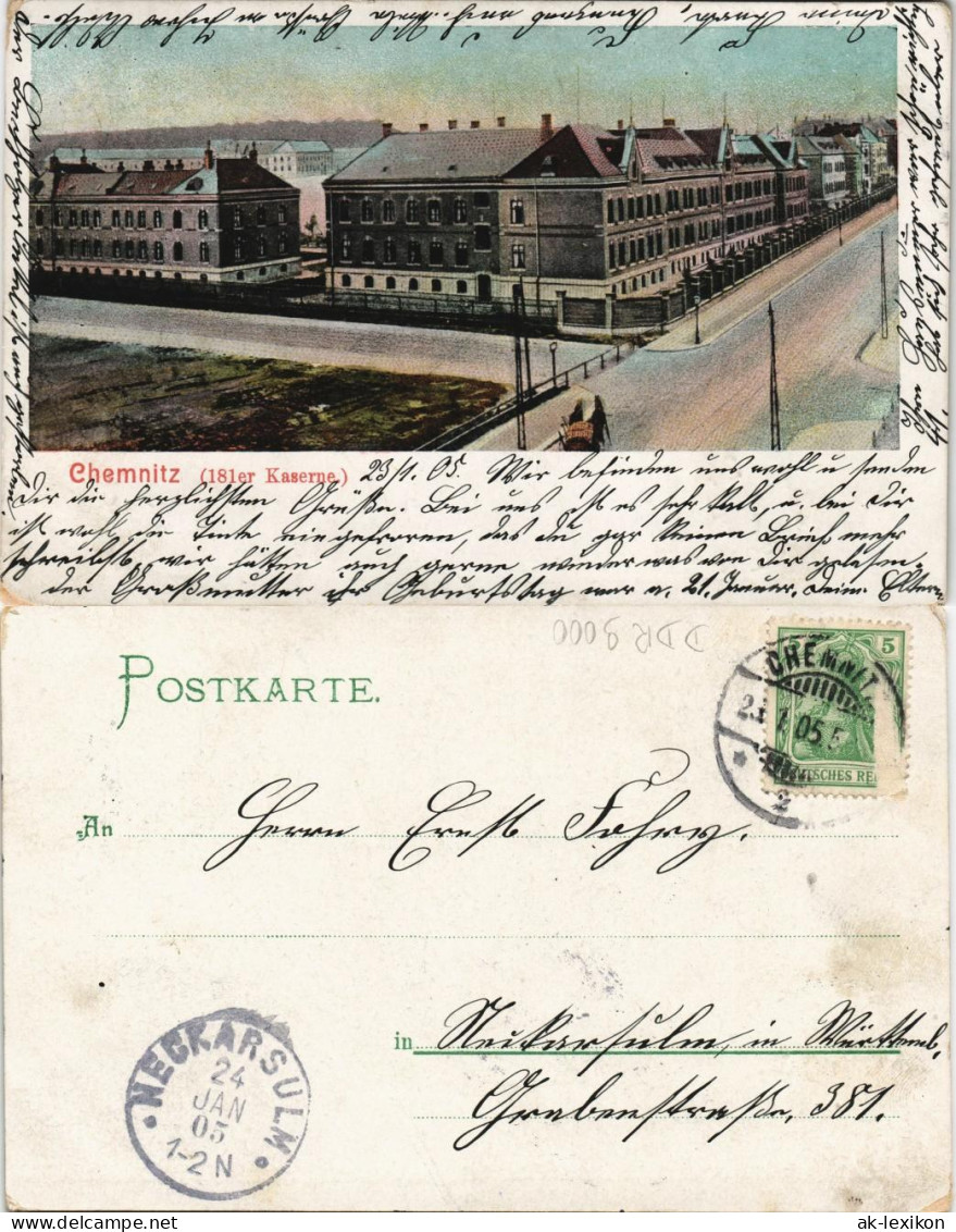 Ansichtskarte Chemnitz Strassen Ansicht 181er Kaserne 1905 - Chemnitz