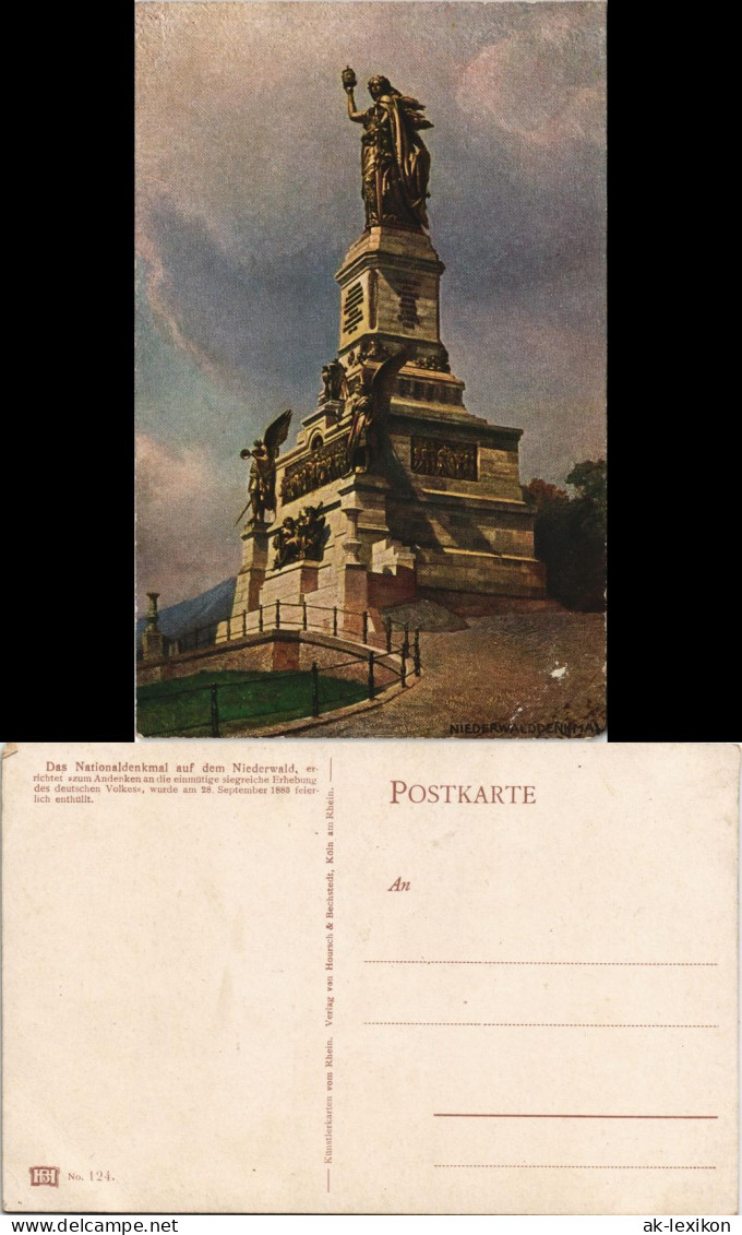 Rüdesheim (Rhein) Künstlerkarte National-Denkmal Niederwalddenkmal 1910 - Ruedesheim A. Rh.