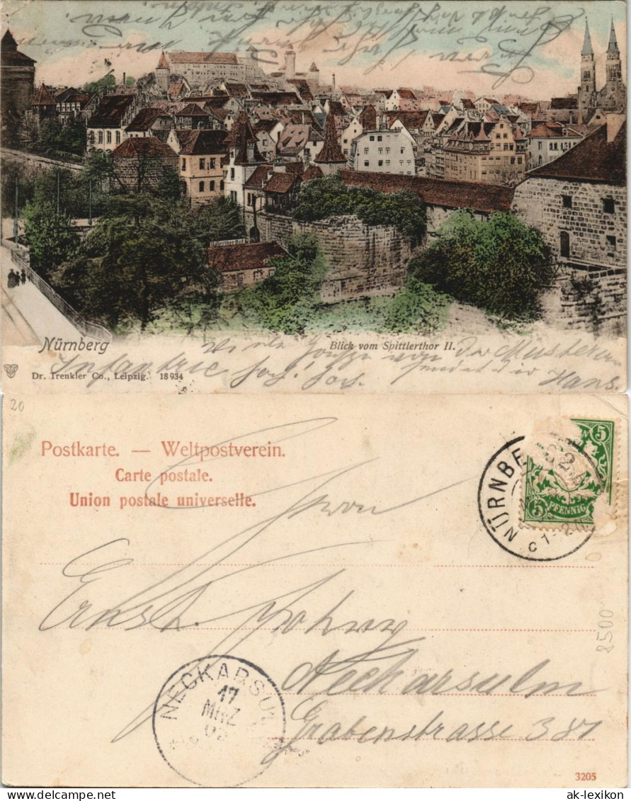 Nürnberg   Blick Vom Spittlertor II. 1903 Neckarsulm (mit Ankunftsstempel) - Nürnberg