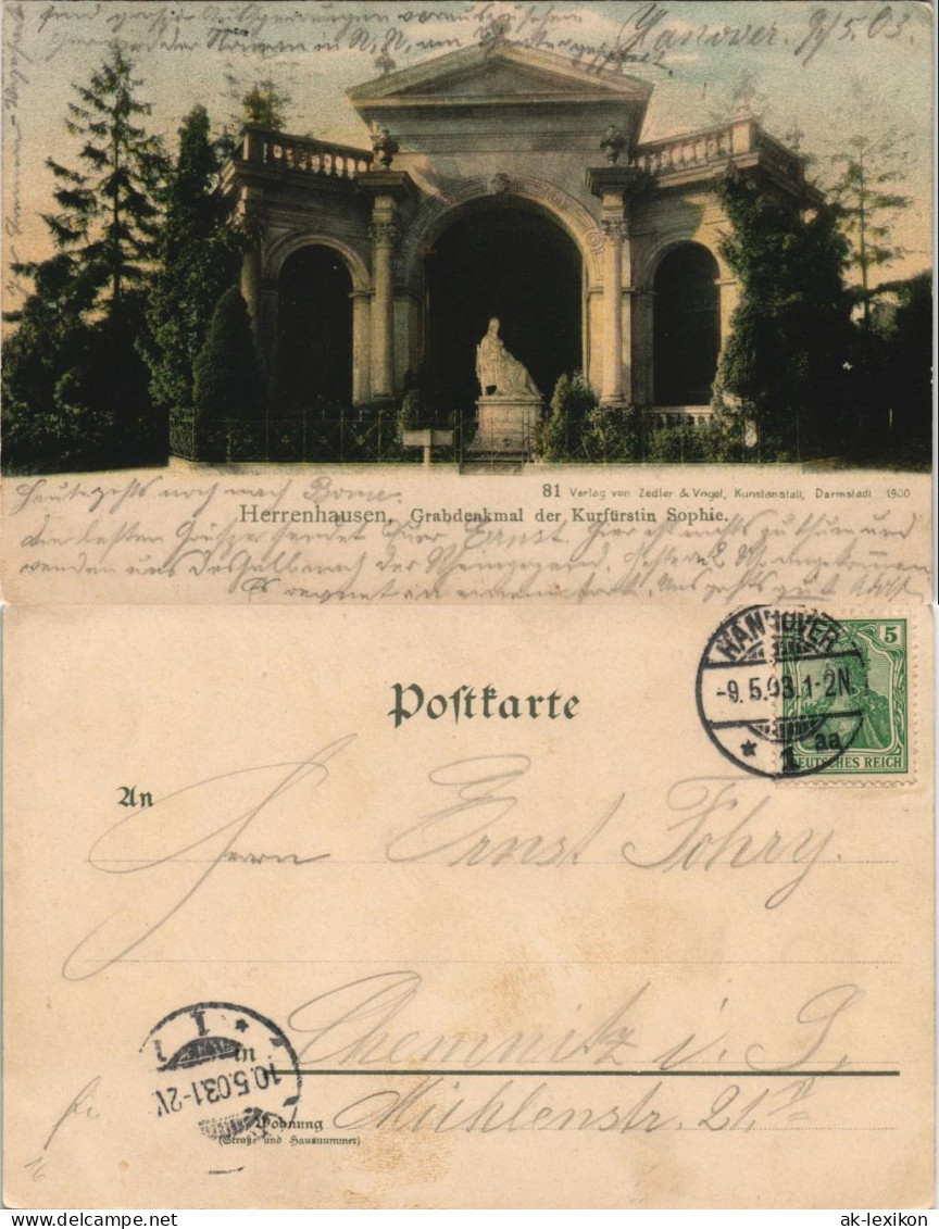 Herrenhausen-Hannover Grab-Denkmal Der Kurfürstin Sophie 1903/0000 - Hannover