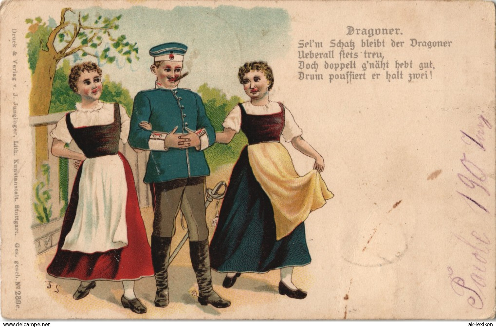 Ansichtskarte  Litho AK Künstlerkarte - Militär Dragoner Mit Frauen 1907 - Non Classés