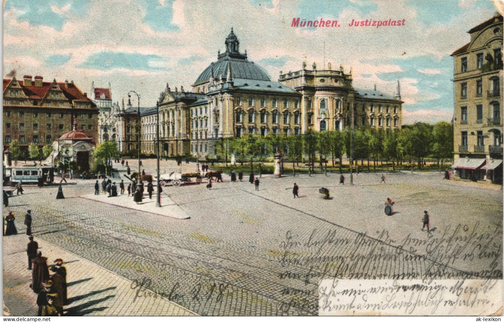 Ansichtskarte München Straßenpartie Justizpalast 1906 - Muenchen