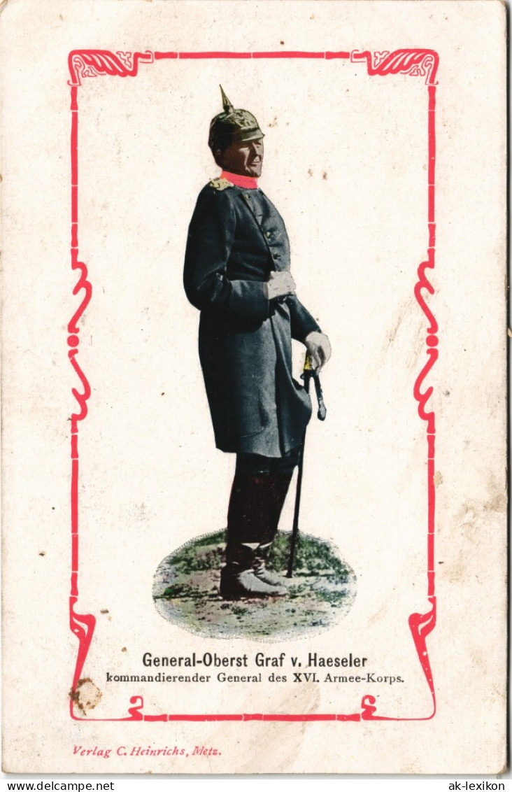 General-Oberst Graf V. Haeseler Kommandierender General  XVI. Armee-Korps. 1906 - Oorlog 1914-18