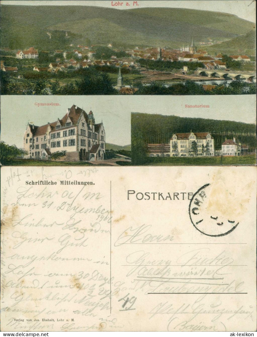 Lohr Am Main Mehrbild-AK Mit Gymnasium, Sanatorium & Orts-Panorama 1906 - Lohr