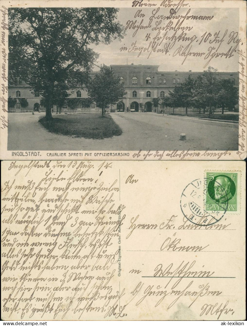 Ansichtskarte Ingolstadt CAVALIER SPRETI Platz Mit Offizierskasino 1914 - Ingolstadt
