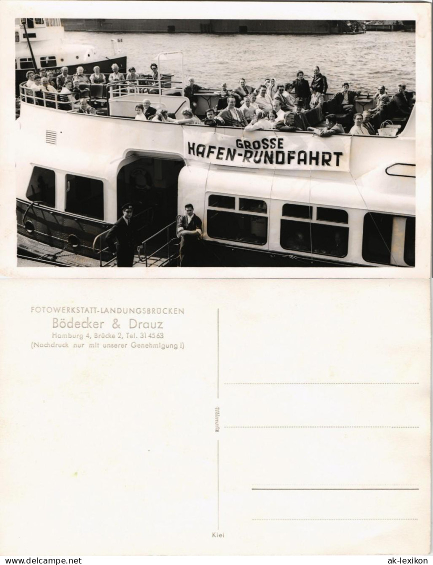 Altona-Hamburg GROSSE HAFEN-RUNDFAHRT Schiff Personen Auf Deck Echtfoto-AK 1960 - Altona