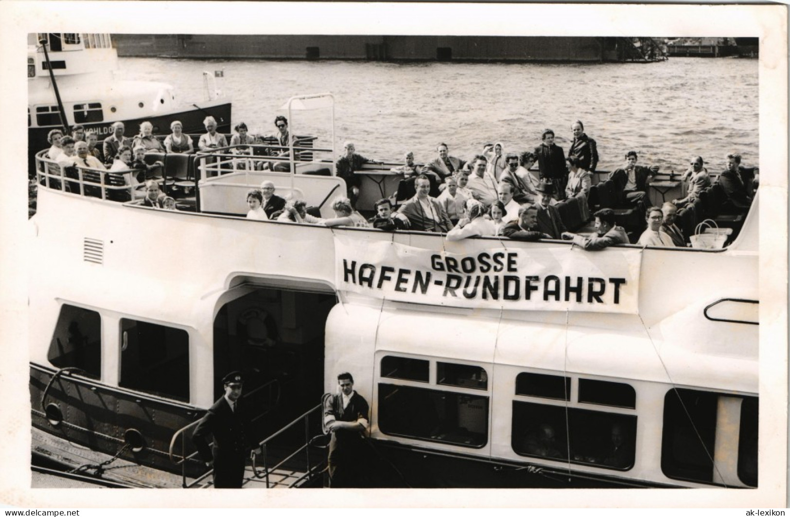 Altona-Hamburg GROSSE HAFEN-RUNDFAHRT Schiff Personen Auf Deck Echtfoto-AK 1960 - Altona