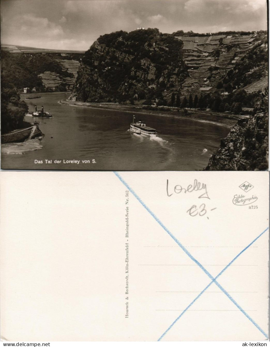 Ansichtskarte Sankt Goar Schiffe Passieren Das Rheintal An Der Loreley 1955 - St. Goar