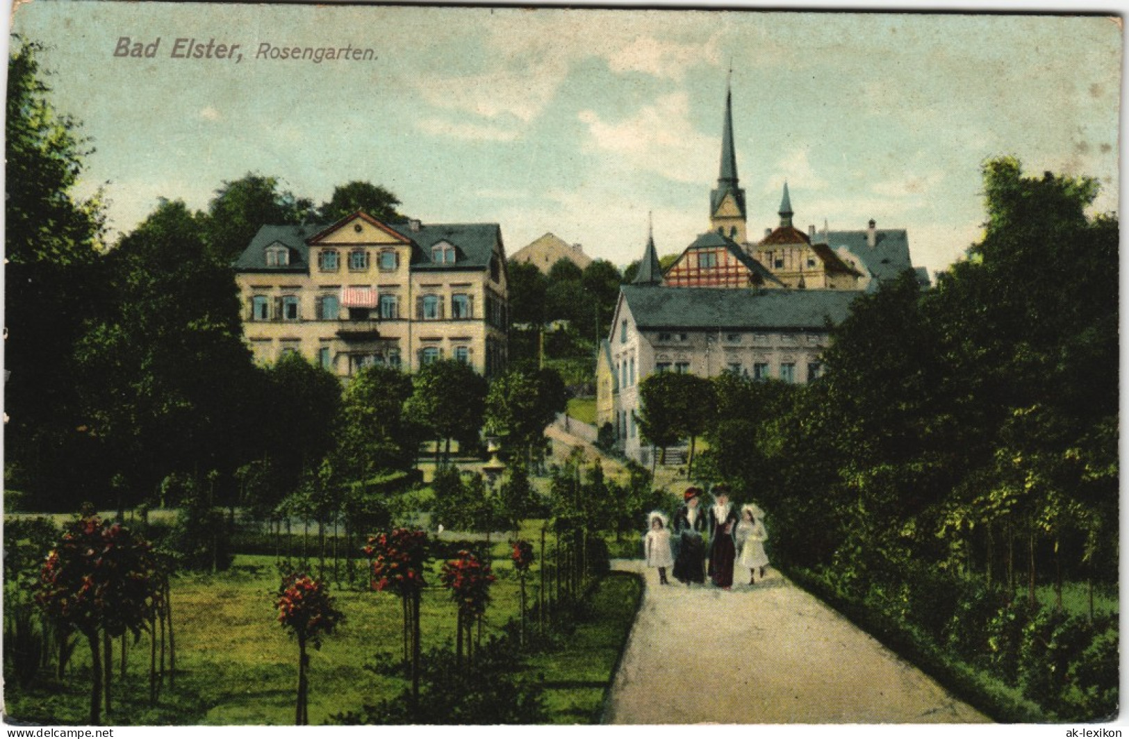 Ansichtskarte Bad Elster Straßenpartie Im Rosengarten 1917 - Bad Elster