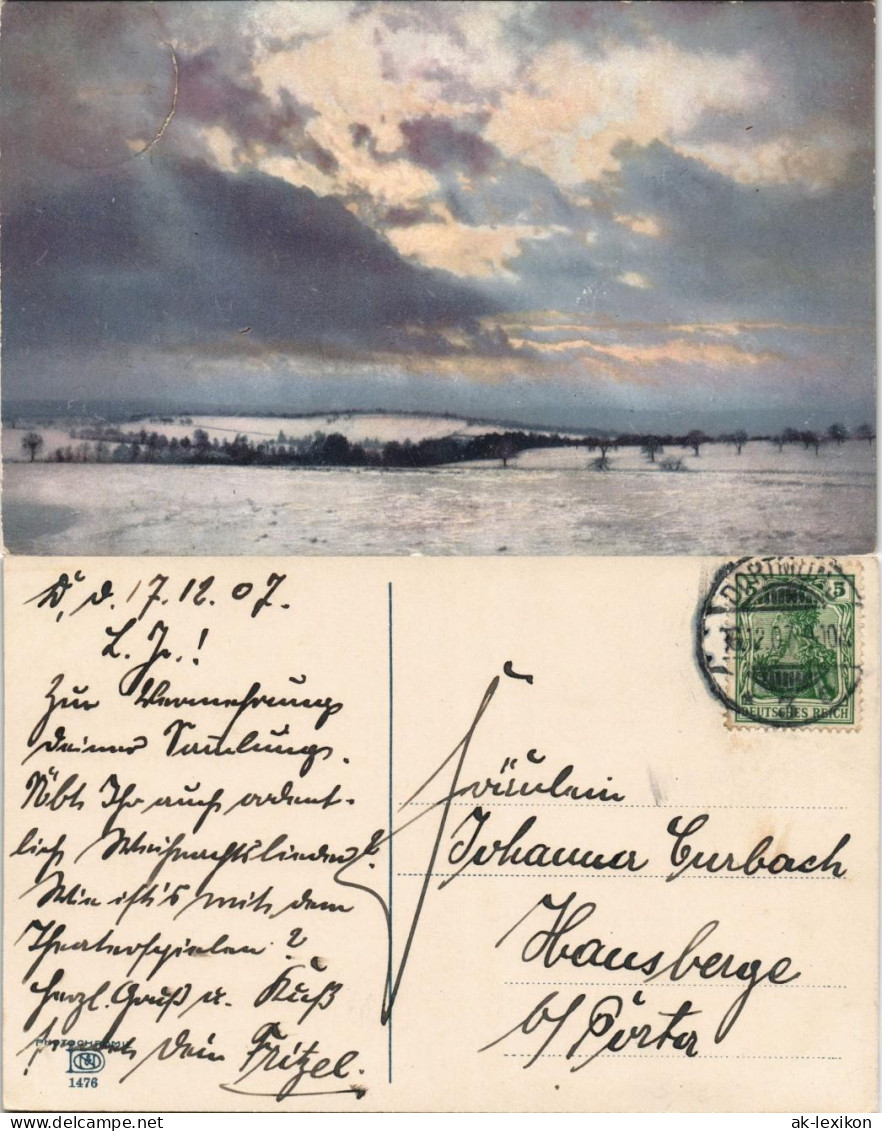 Winter-Ansichtskarten (Schnee/Eis) / Stimmungsbild Photochromie Wolken 1907 - Zonder Classificatie