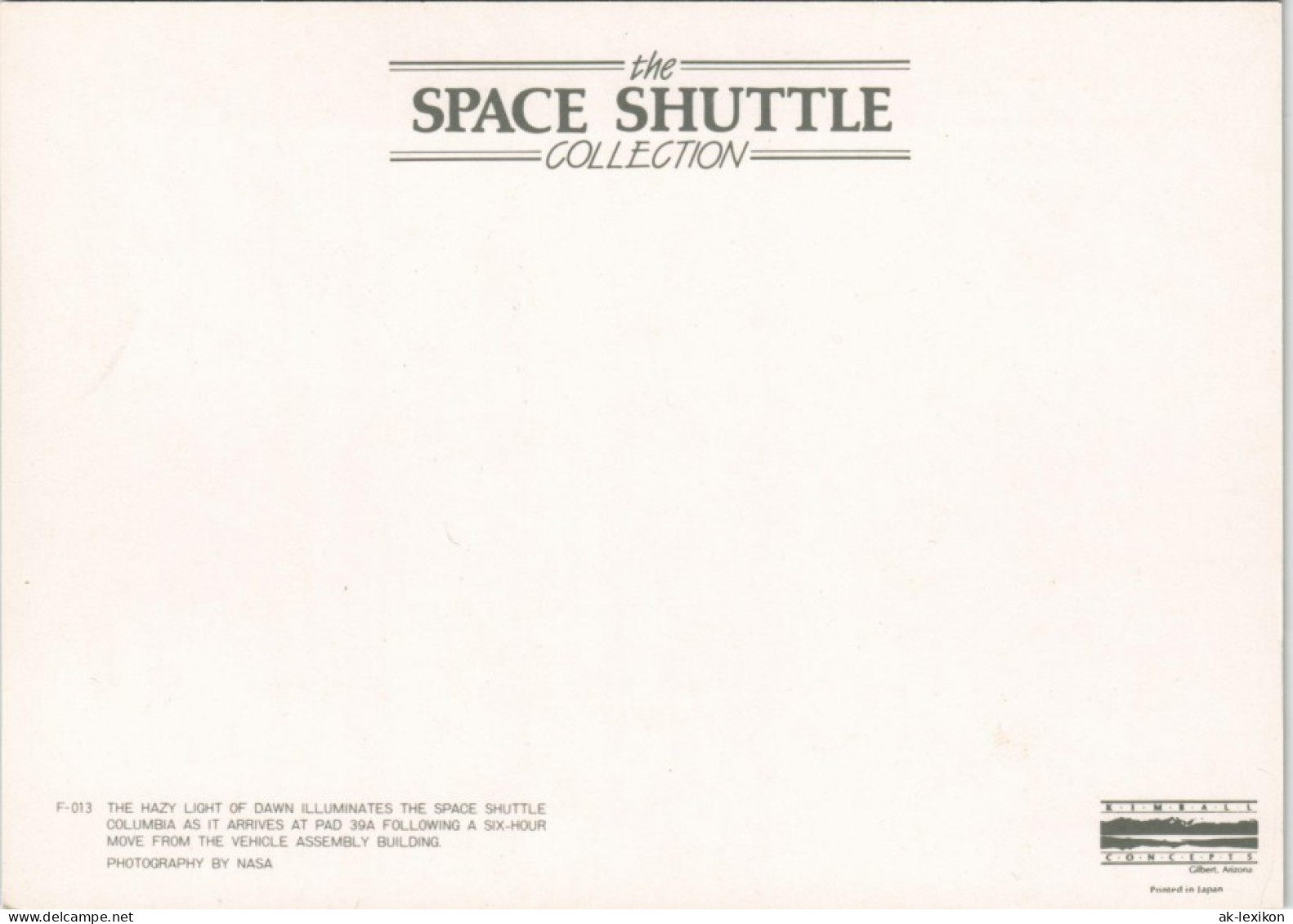 Ansichtskarte  SHUTTLE COLUMBIA Start-Rampe Raumfahrt USA 1980 - Ruimtevaart