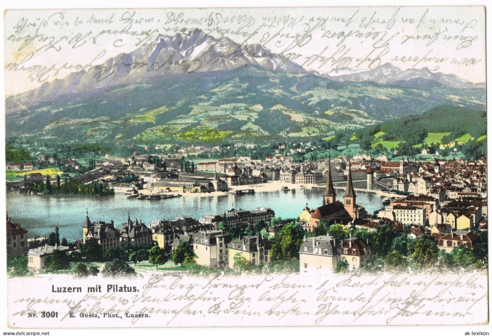 Ansichtskarte Luzern Lucerna Ortsansicht Panorama Mit Pilatus 1906 - Altri & Non Classificati