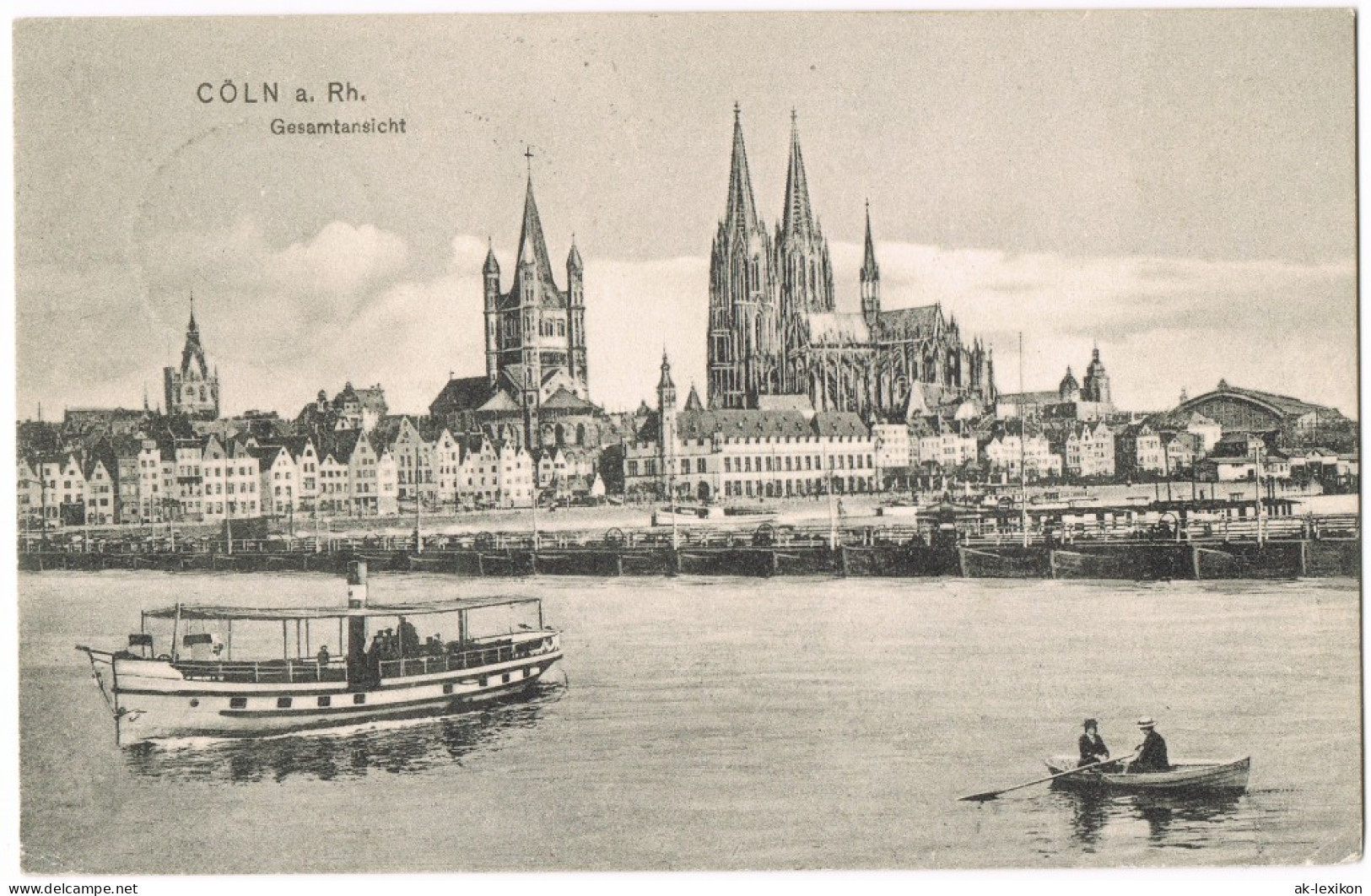 Ansichtskarte Köln Stadt, Behelfsbrücke - Fähre 1909 - Koeln