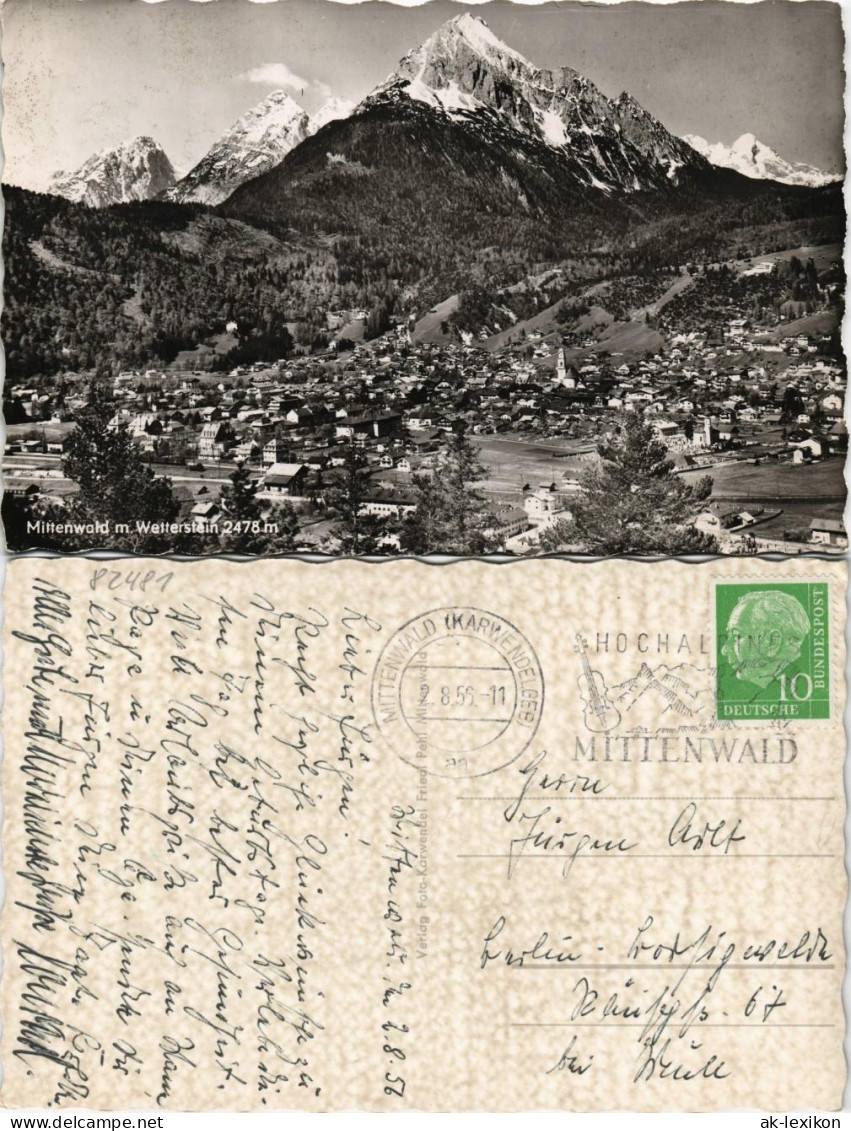 Ansichtskarte Mittenwald Panorama-Ansicht Mit Blick Zum Wetterstein 1956 - Mittenwald