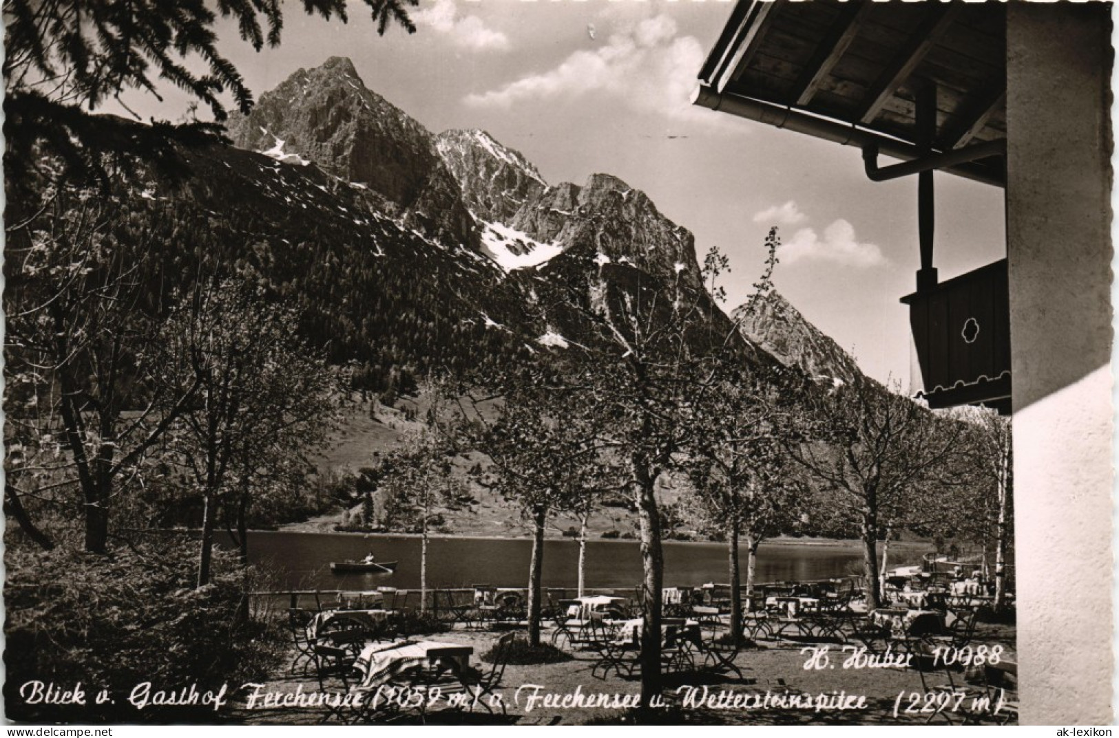 Mittenwald Blick A. Gasthof Ferchensee U. Wettersteinspitze 1960 - Mittenwald