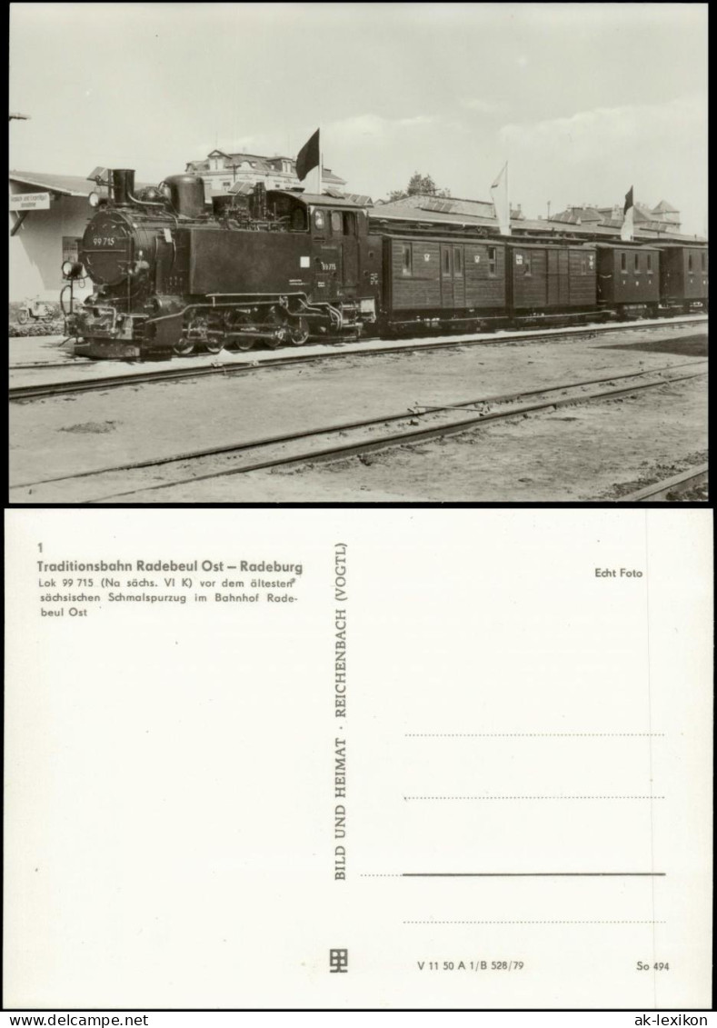 Traditionsbahn Radebeul Ost-Radeburg Schmalspurzug Bahnhof Radebeul-Ost 1979 - Trains