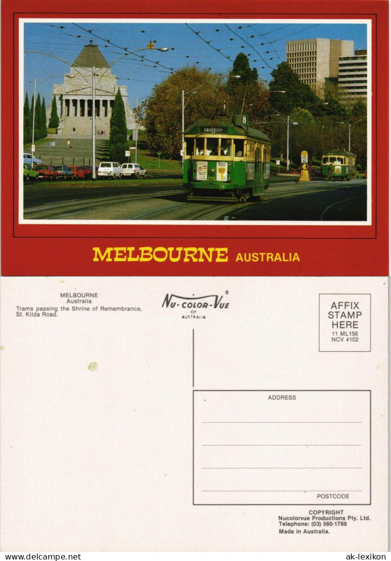 Postcard Melbourne Trams Passing The Shrine Of Remembrance 1980 - Melbourne