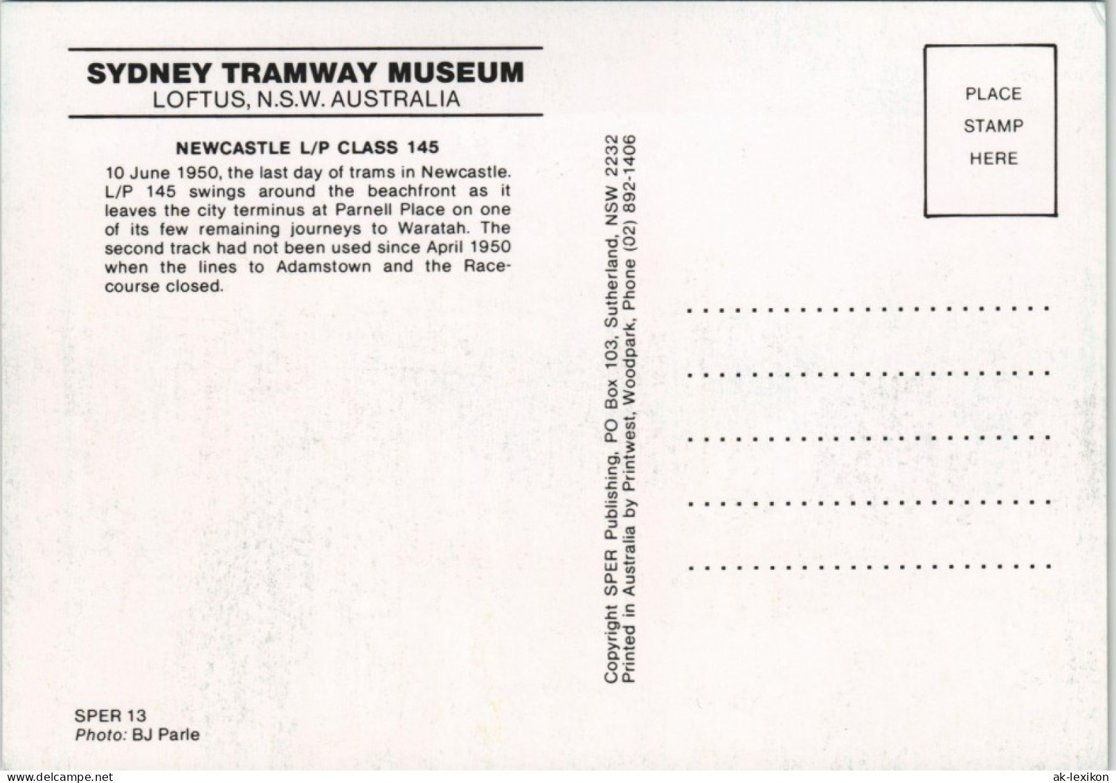 Postcard Sydney SYDNEY TRAMWAY MUSEUM LOFTUS, N.S.W.AUSTRALIA 1980 - Sydney