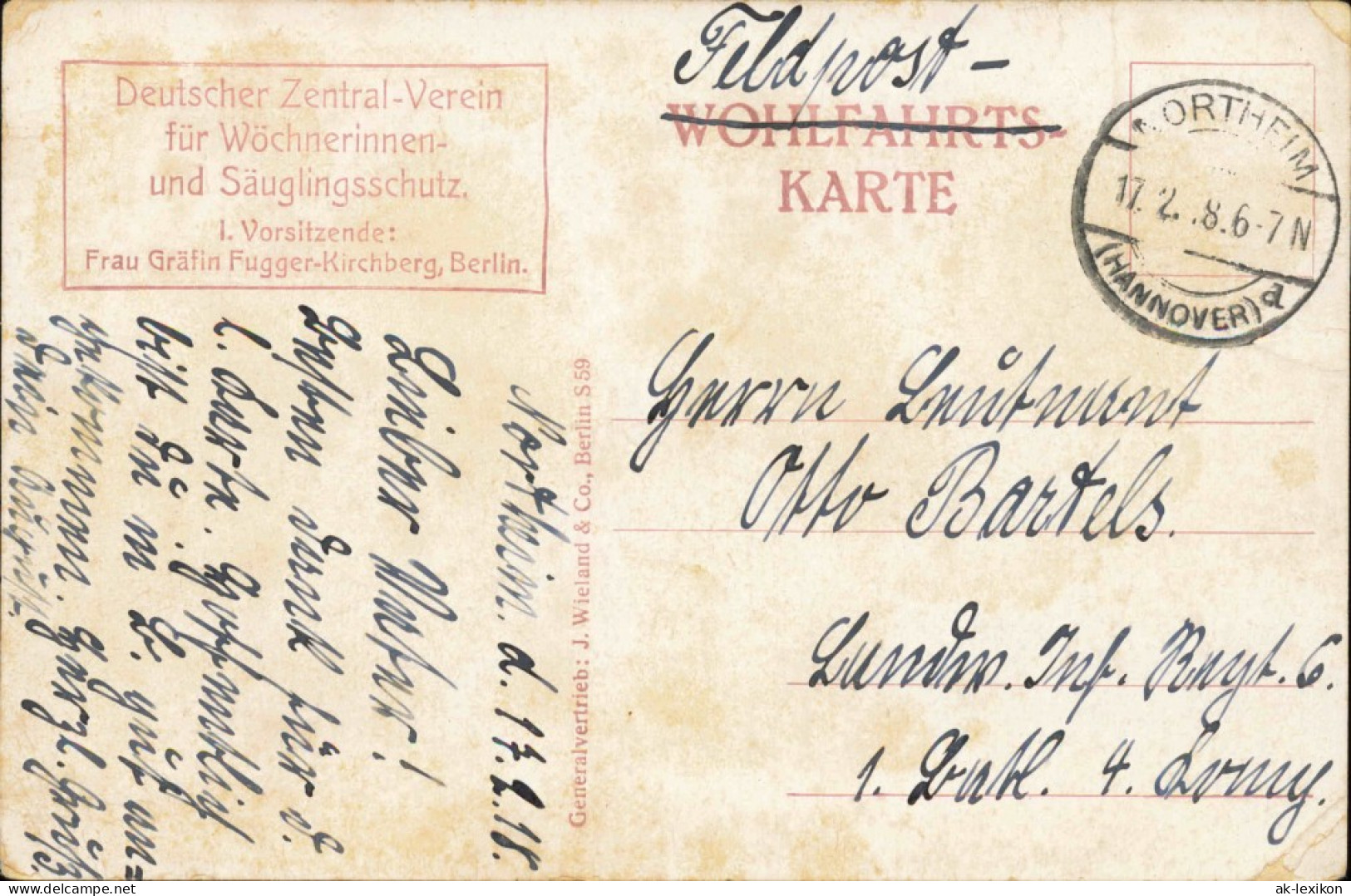 Deutscher Zentral-Verein Für Wöchnerinnen-  Säuglingsschutz 1918  Gel. Feldpost - Unclassified