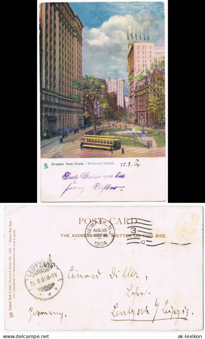 Postcard New York City Bowling Green. Tram 1904  Gel- Newark Nach Leutzsch - Andere & Zonder Classificatie