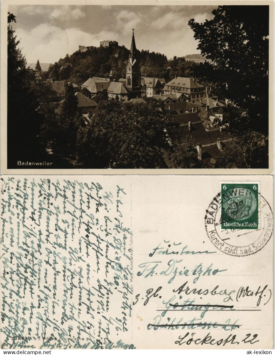 Ansichtskarte Badenweiler Stadtpartie 1933 - Badenweiler