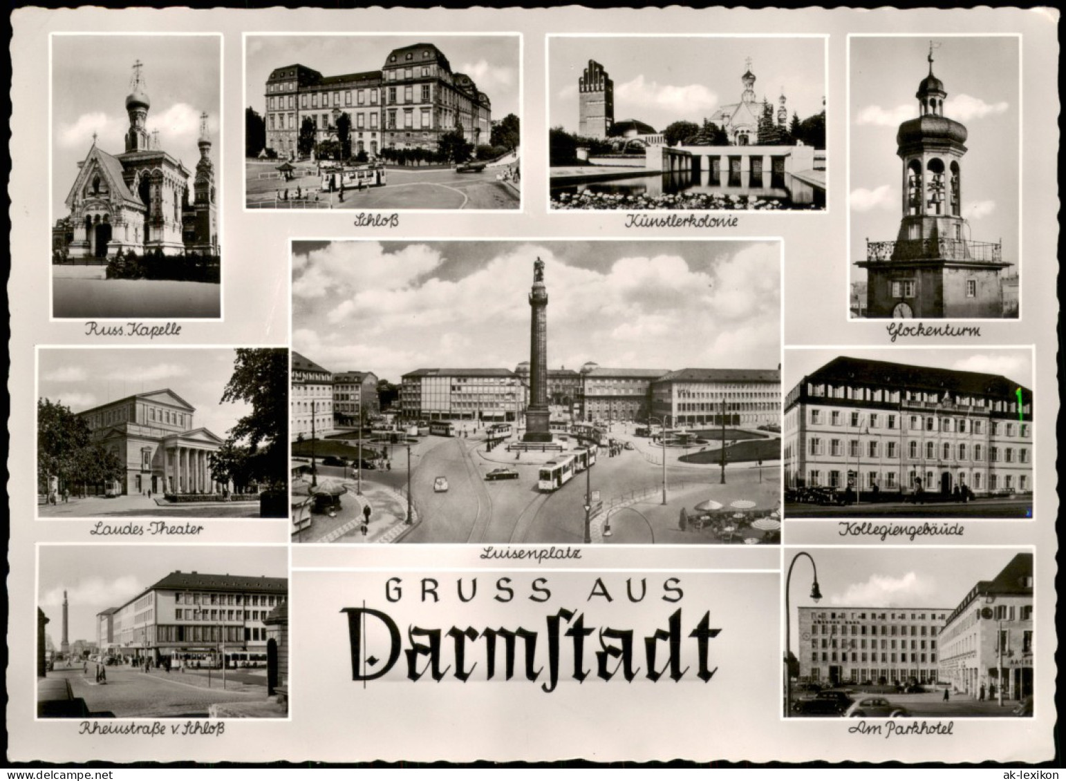 Ansichtskarte Darmstadt Gruss-Aus-Mehrbildkarte Mit Sehenswürdigkeiten 1960 - Darmstadt