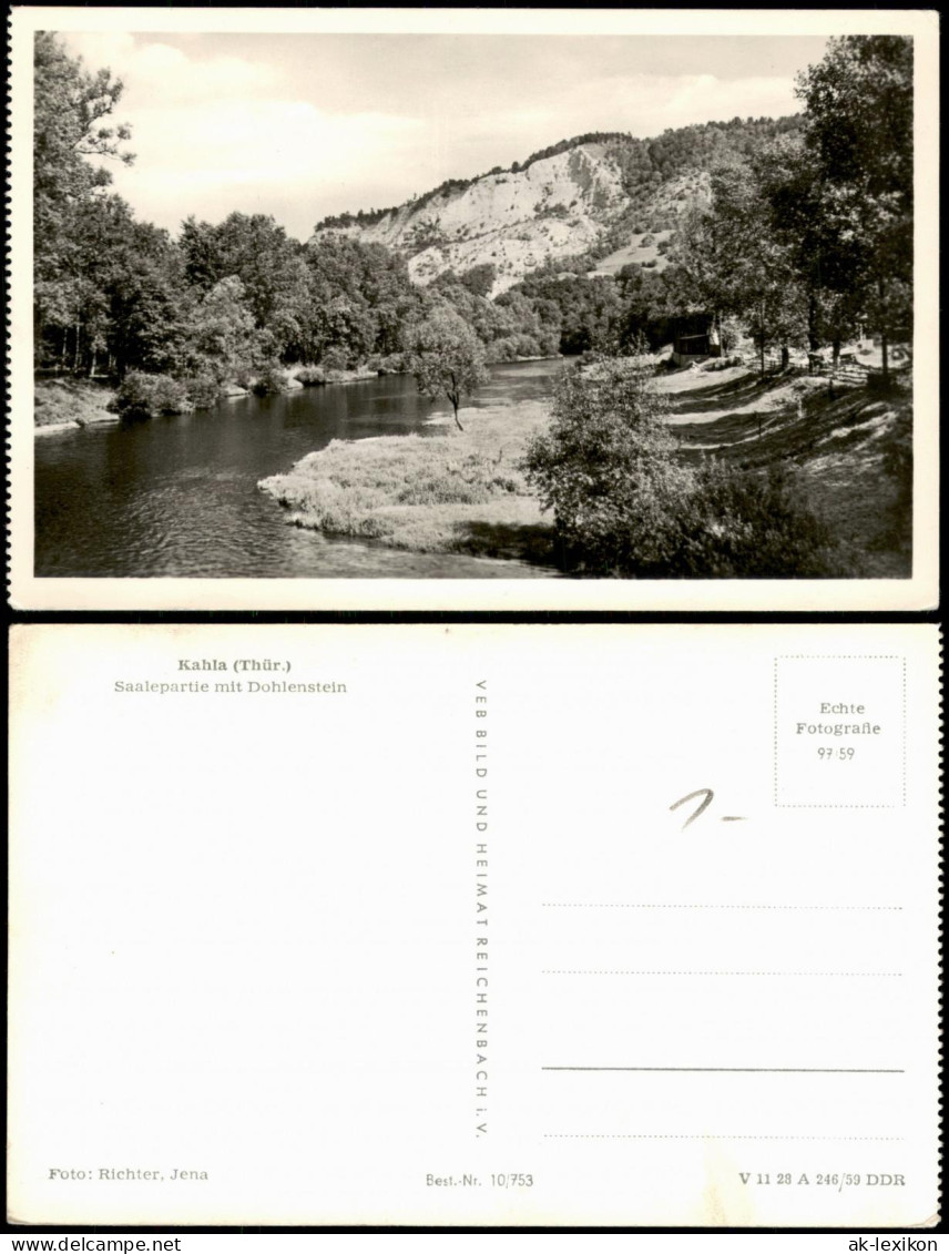 Ansichtskarte Kahla (Thüringen) Saalepartie Mit Dohlenstein 1959 - Kahla