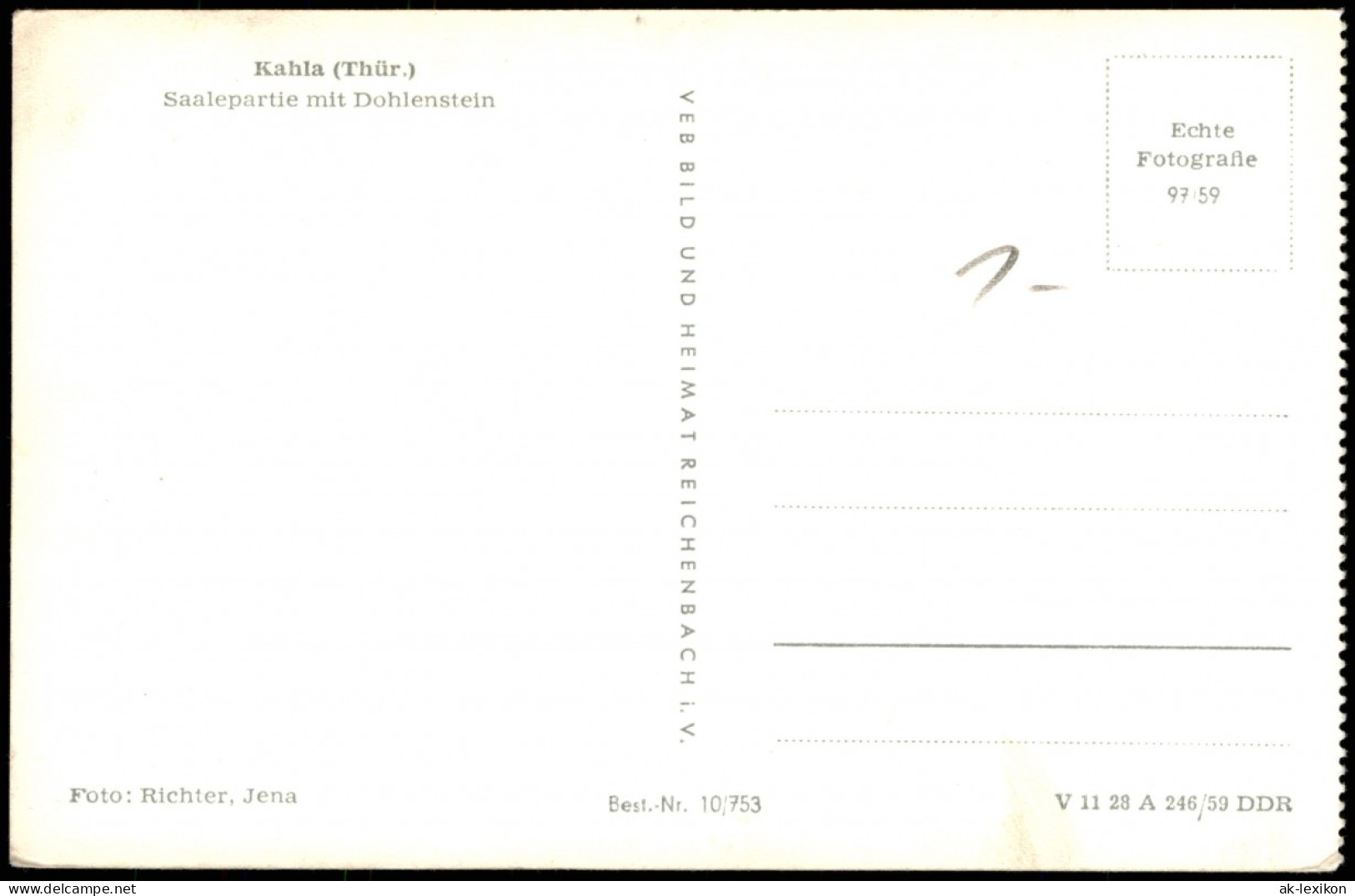 Ansichtskarte Kahla (Thüringen) Saalepartie Mit Dohlenstein 1959 - Kahla