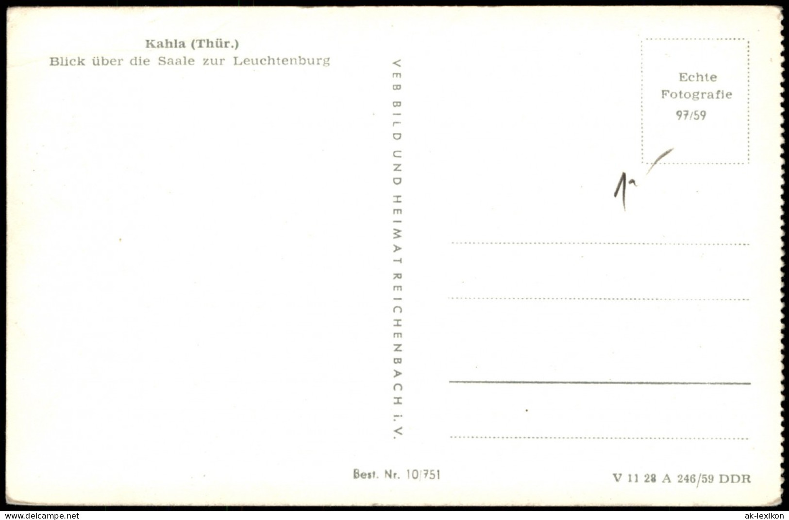 Ansichtskarte Kahla (Thüringen) Blick über Die Saale Zur Leuchtenburg 1959 - Kahla