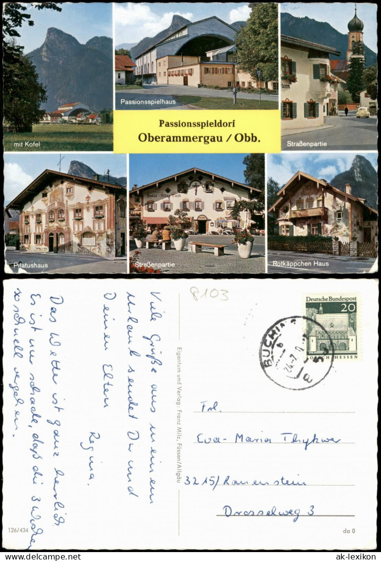 Oberammergau Mehrbildkarte Mit Ortsansichten, Häuser, Straßen 1970 - Oberammergau